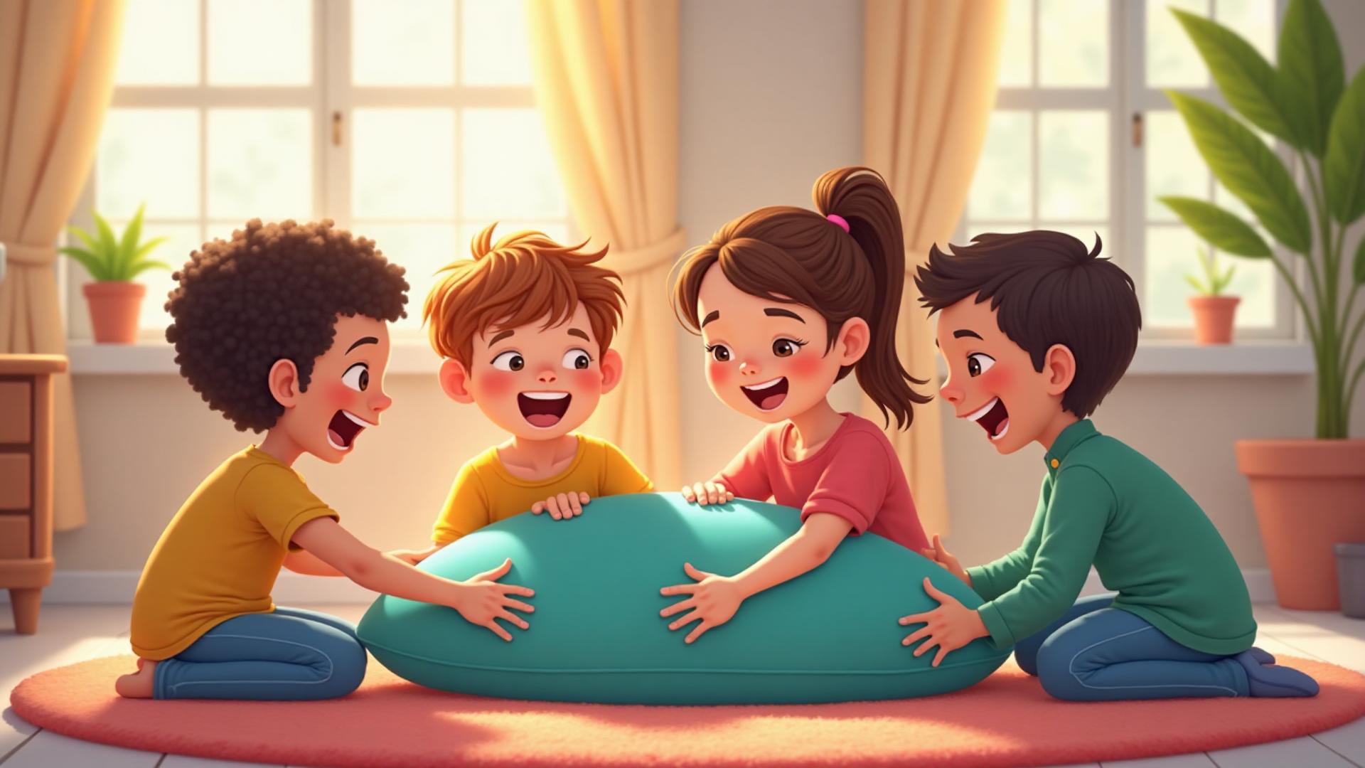 Happy family playing together indoors